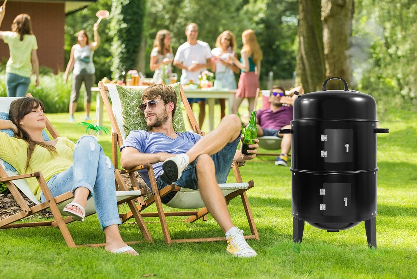 Ogrodowy Mistrz - Grill + wędzarnia + parowar 3w1